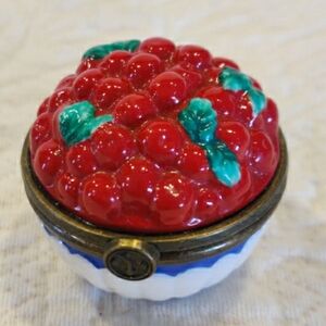 Vintage Dept 56  Life is Just a Bowl of Cherries Hinged Trinket Box 1990s